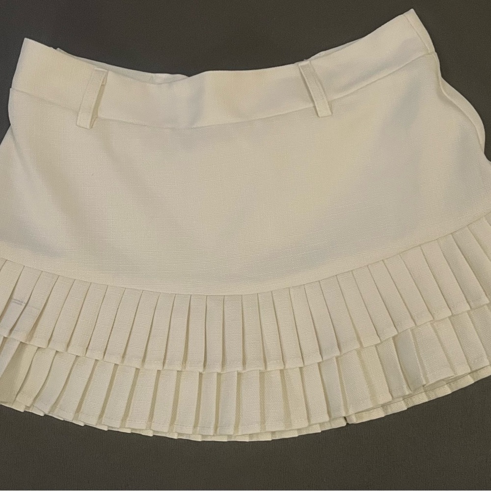 Pleated Mini Skirt in Ivory